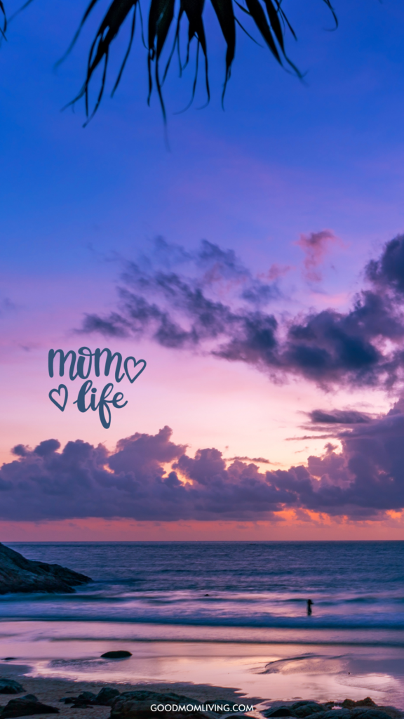 mom life, beach sunset, beach aesthetic, palm tree wallpaper, tropical beach wallpaper, beach sunset wallpaper, purple sunset