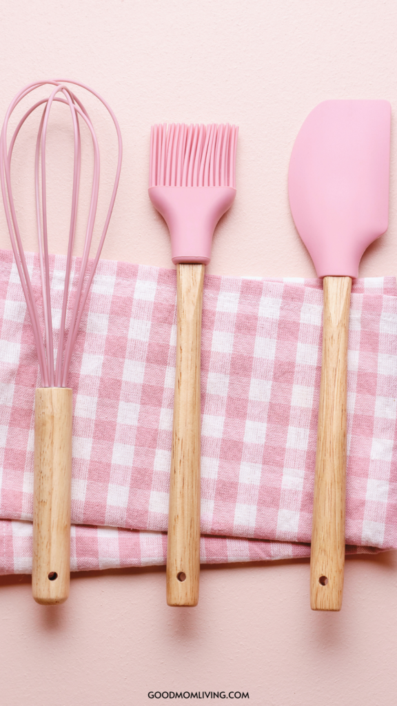 pink cute wallpaper, baking wallpaper, pink kitchen accessories, pink kitchen set, pink kitchen towels, vintage pink kitchen