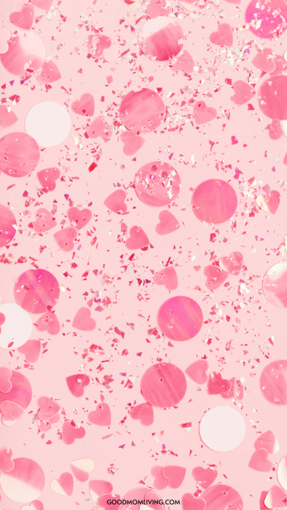 heart wallpaper pink, pink heart wallpaper, pink confetti background, pink confetti