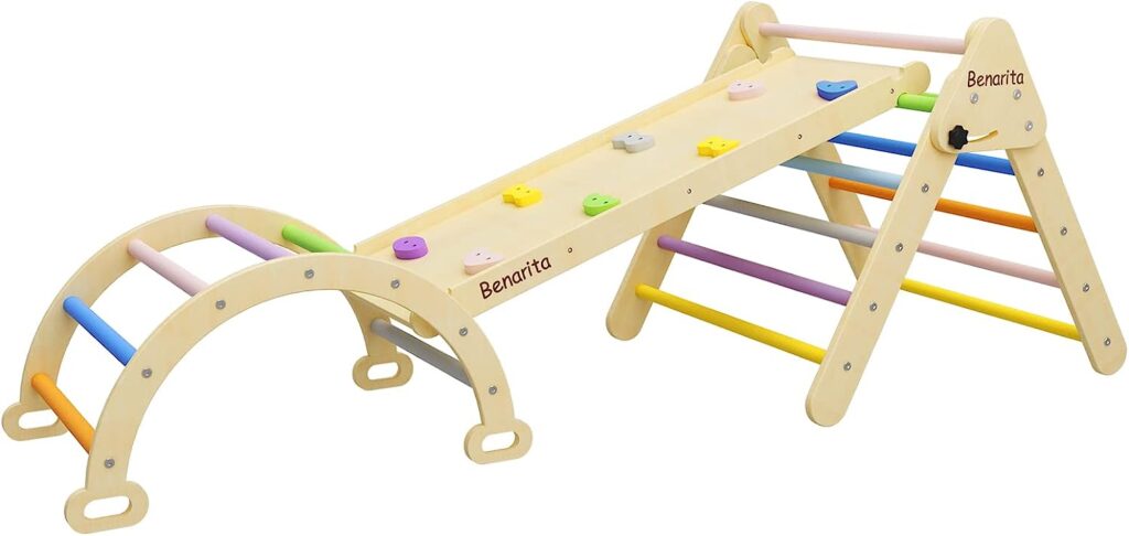 infant climbing gym, climber playground, kids climbing, playground climbers, pikler playground, wooden climber and slide, indoor wooden climbing structure, wooden climb, wooden climbing frame
