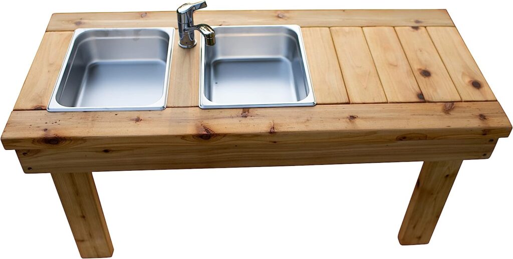 mud kitchen with running water