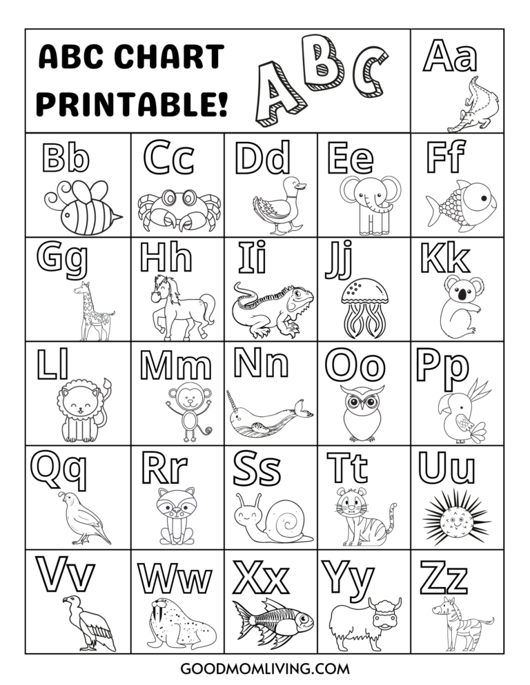 ABC Chart for Kids (Free Printable ABC Alphabet Chart)
