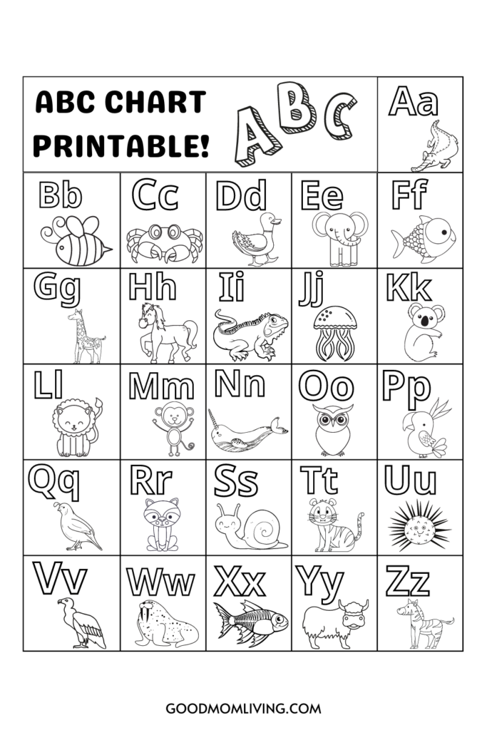 ABC Chart for Kids (Free Printable ABC Alphabet Chart) - Good Mom Living