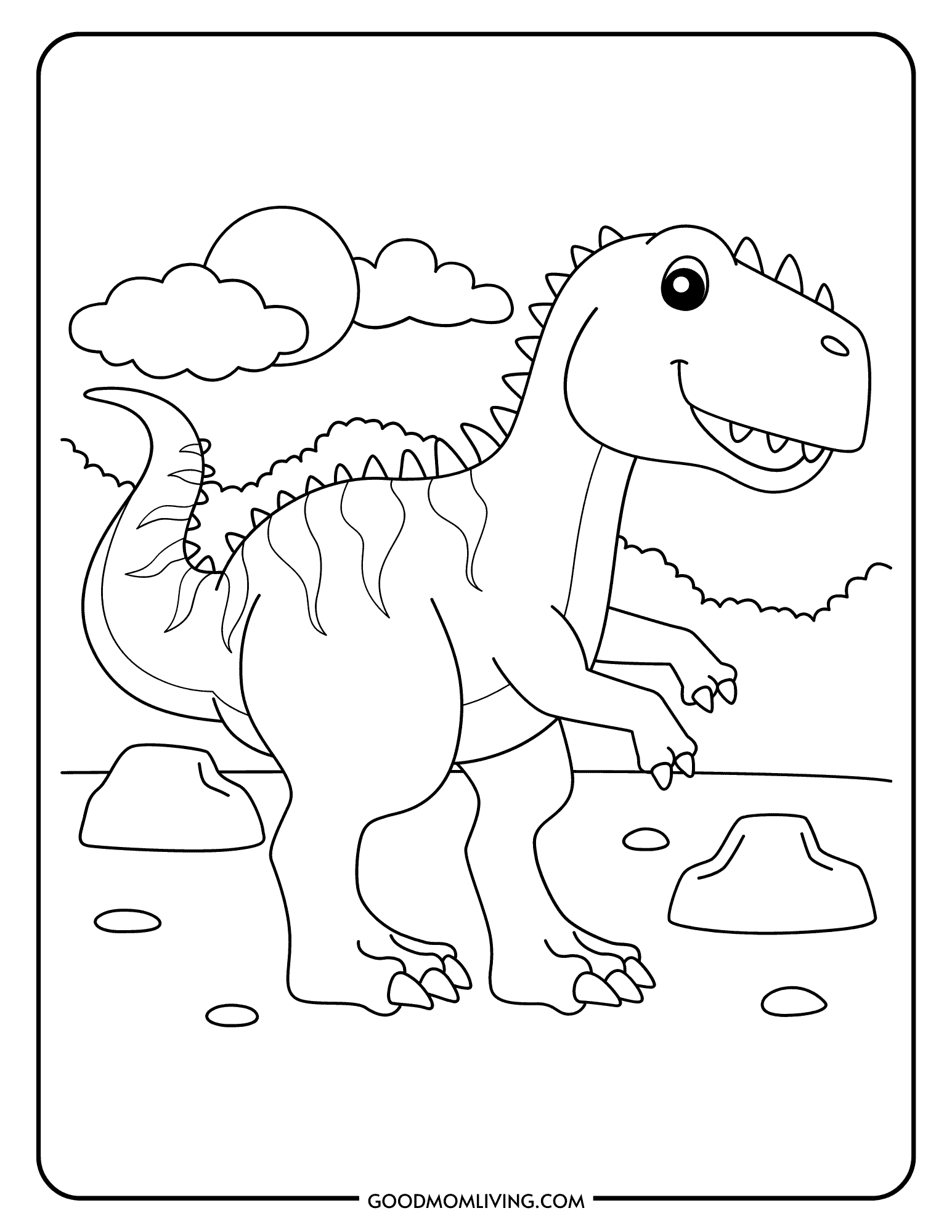 60+ T Rex Coloring Page Printables (FREE for Kids) - Good Mom Living
