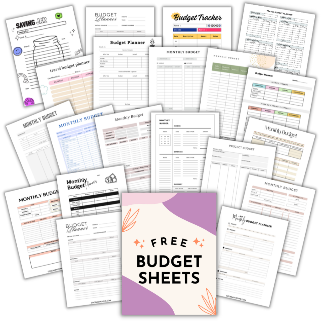 free printable budget sheets