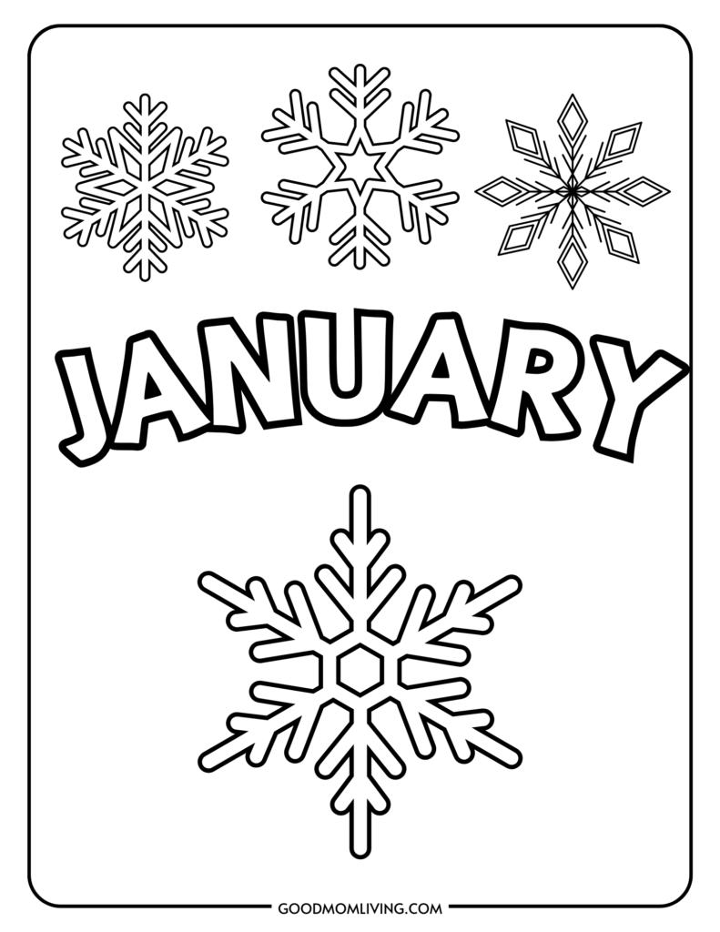 January Coloring Page, months of the year coloring pages
