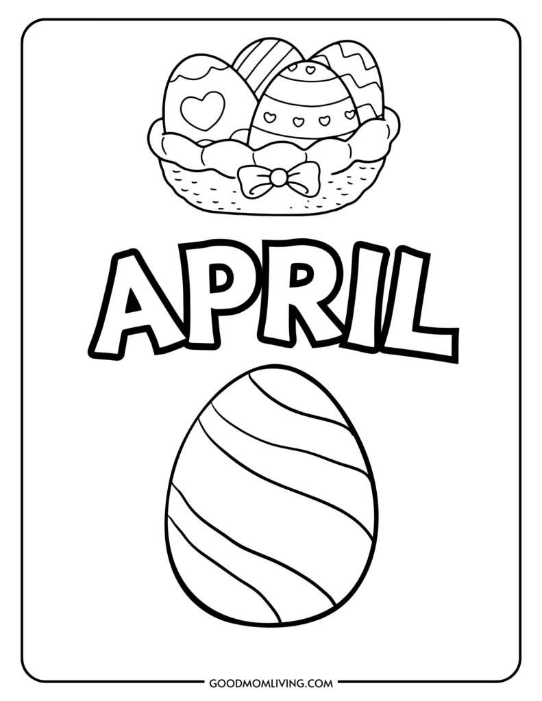 April Coloring Page, months of the year coloring pages free