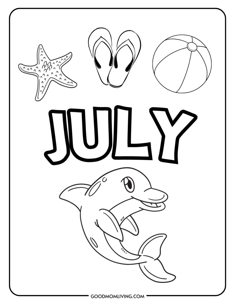 July Coloring Page, calendar coloring pages