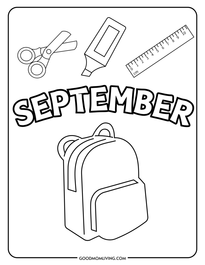 September Coloring Page, monthly coloring pages