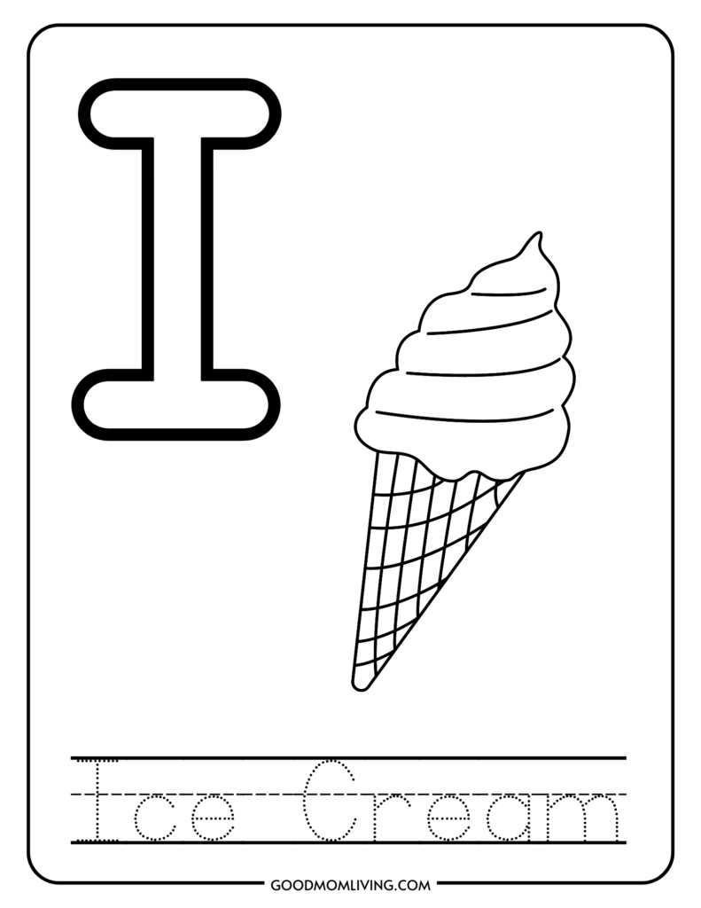 preschool coloring letter i worksheets