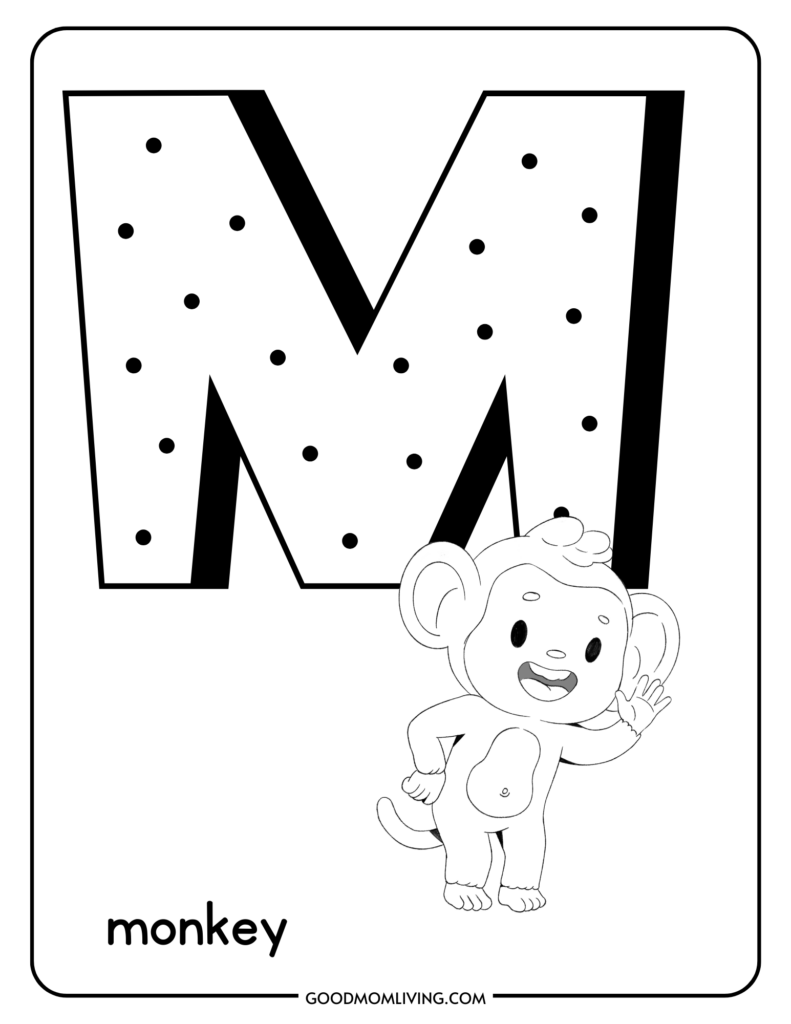 letter m colouring worksheet