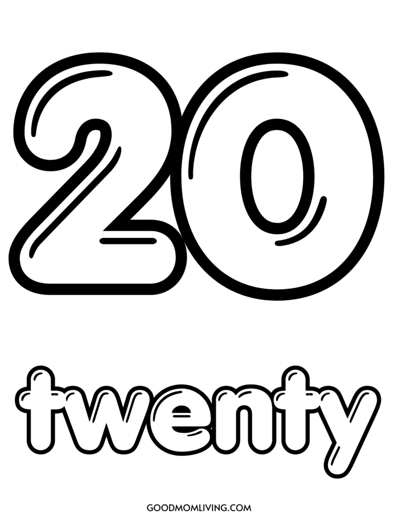 bubble number 20 printable