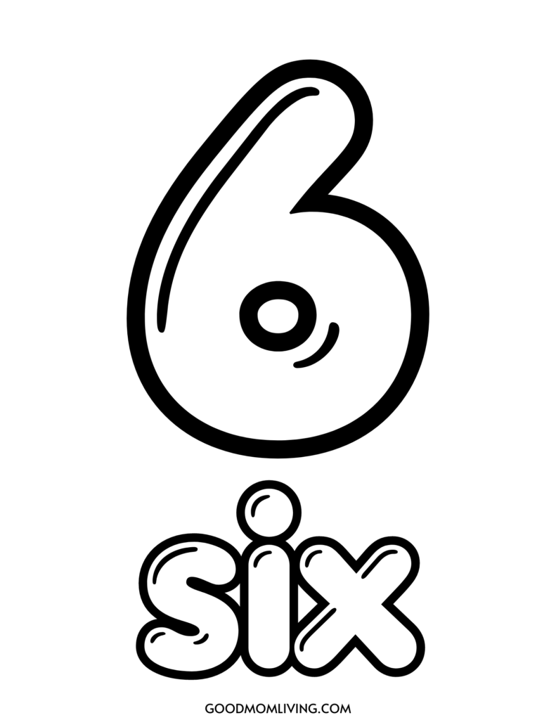 bubble number 6 printable
