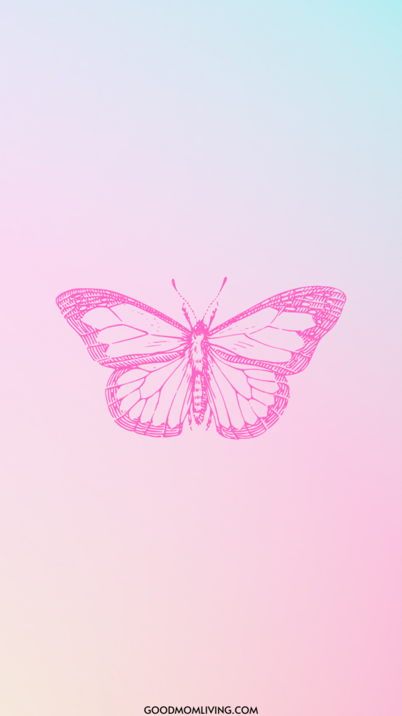 Iridescent Hot Pink Butterfly iPhone Pink Aesthetic Wallpaper