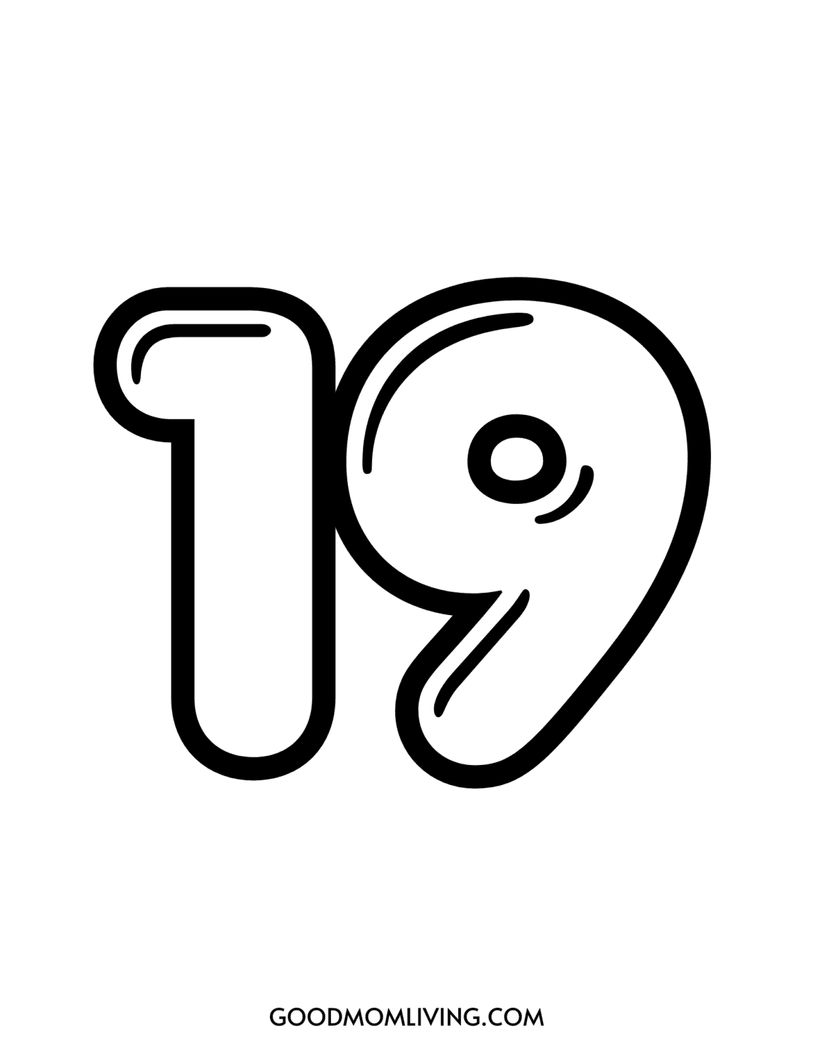Bubble Number 19 Printable (Number 19 Bubble Free) - Good Mom Living