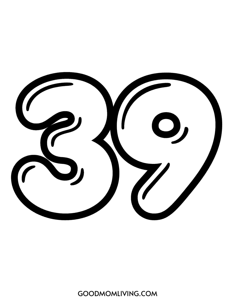 Bubble Number 39 Printable (Free Bubble 39 Number) - Good Mom Living