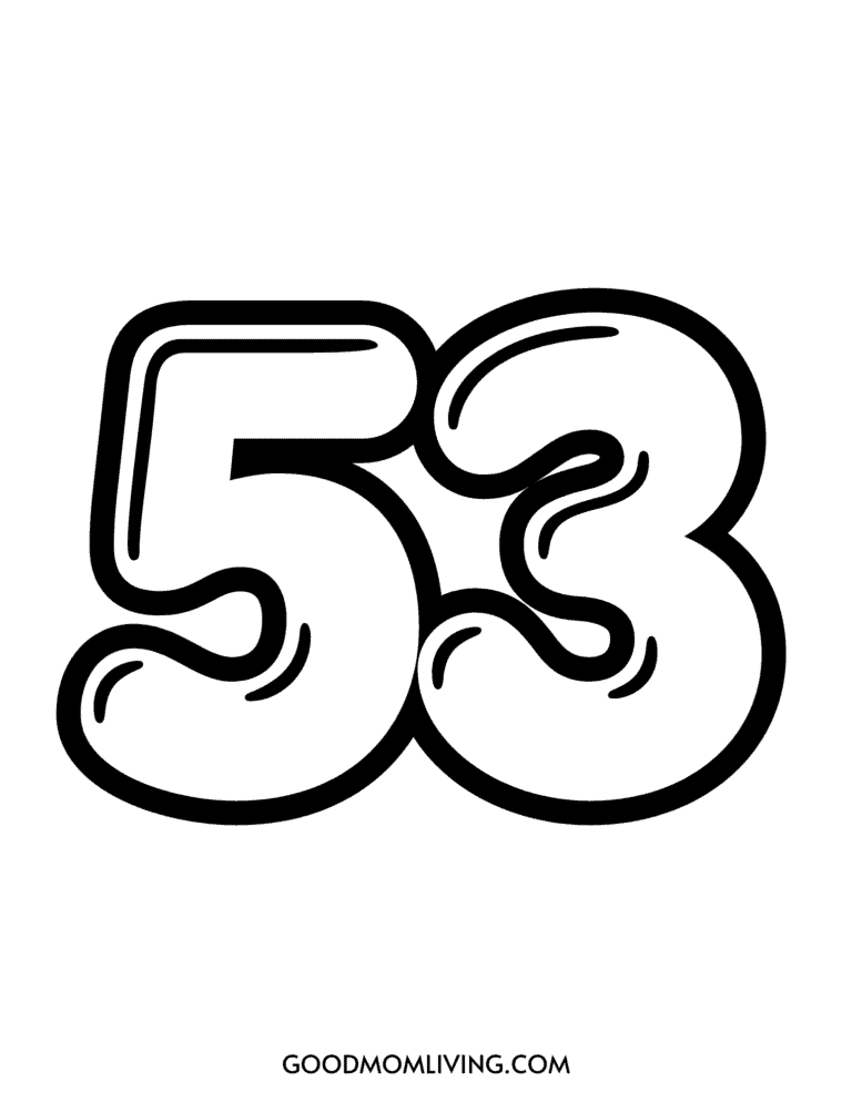 Bubble Number 53 Printable (Bubble 53 Number) - Good Mom Living