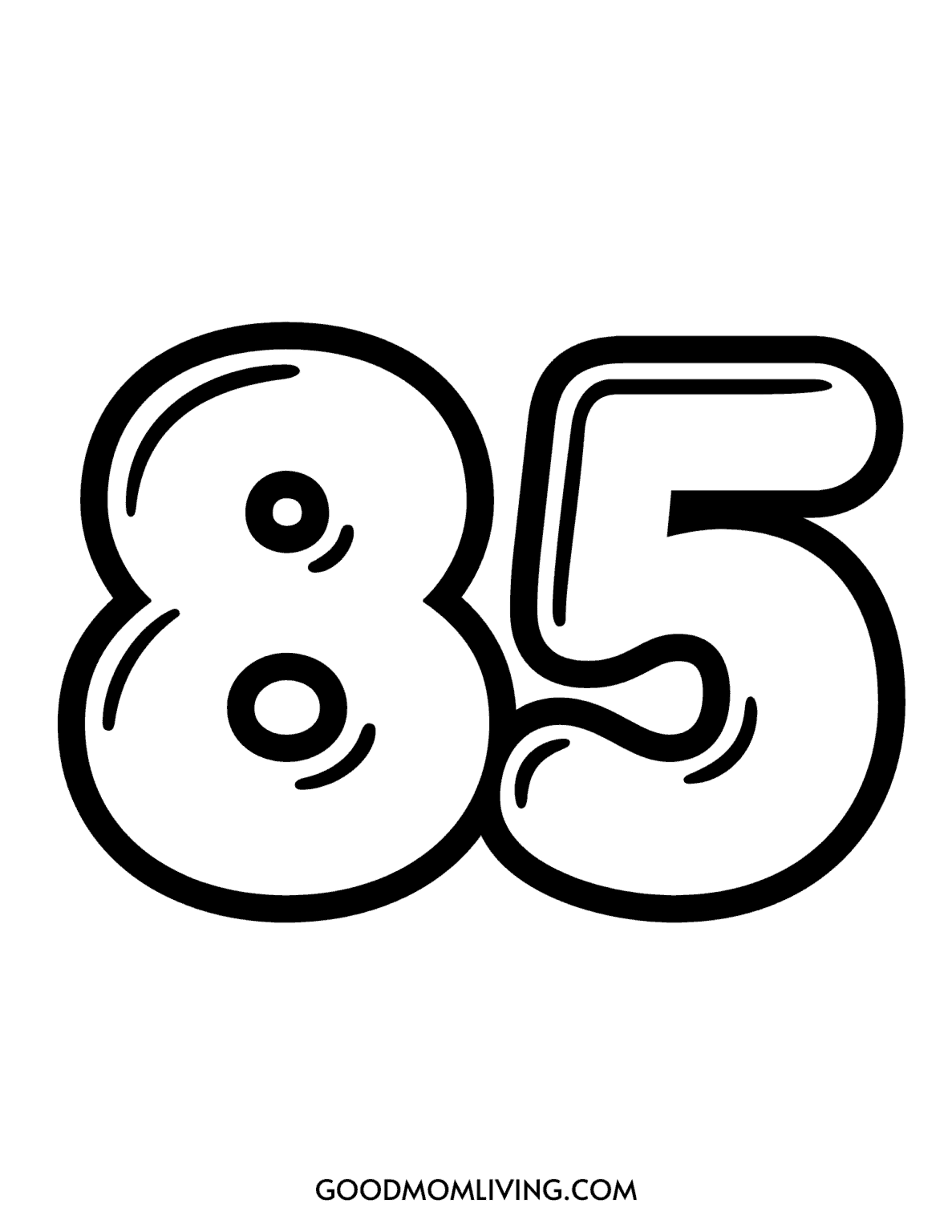 Bubble Number 85 Printable (Free Number 85 Bubble Letter) - Good Mom Living
