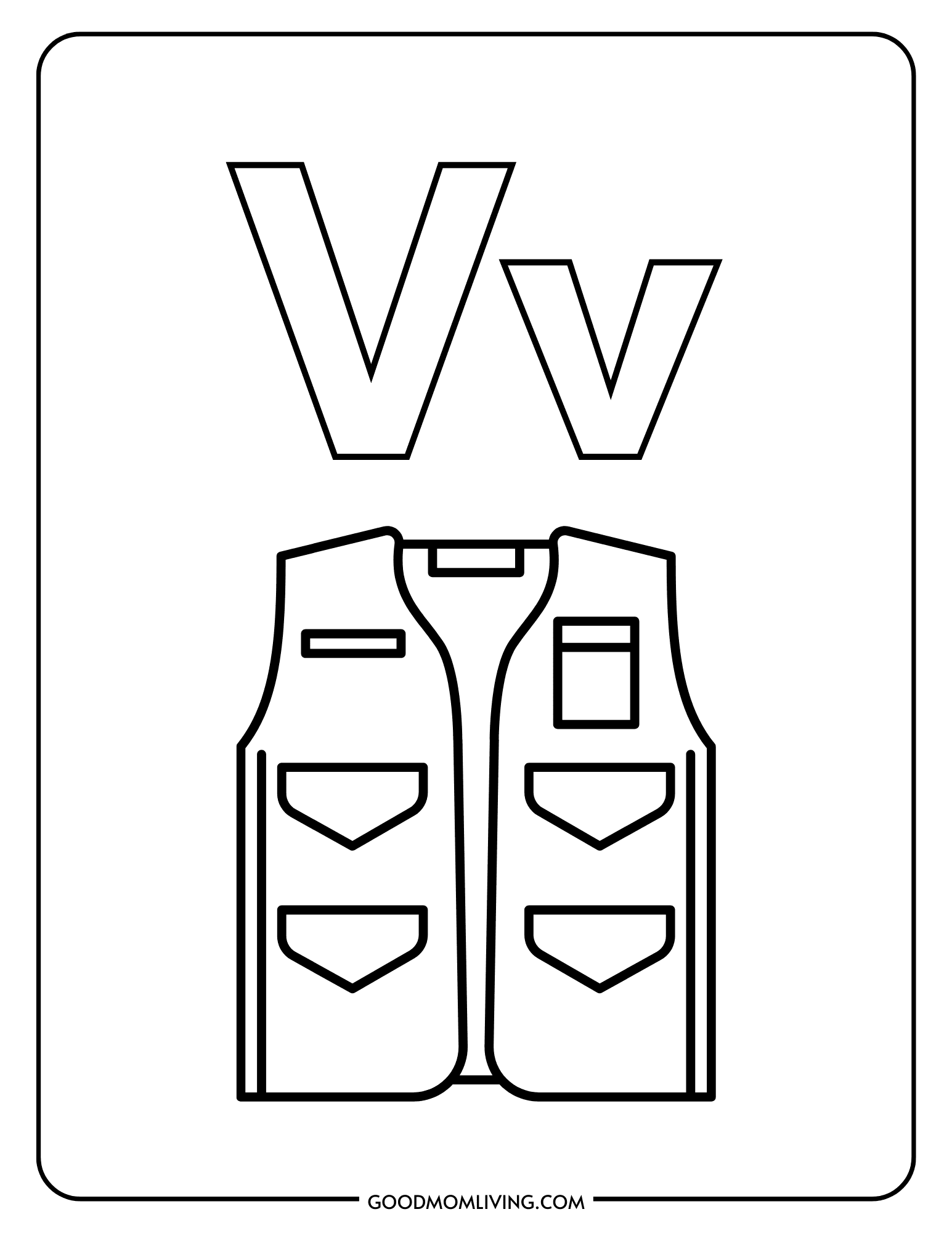 Letter V Coloring Pages: Free Alphabet Printable - Good Mom Living