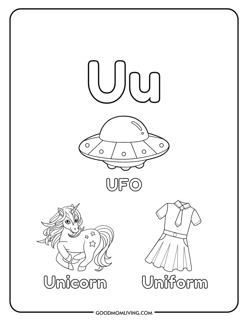 printable toddler letter u coloring pages