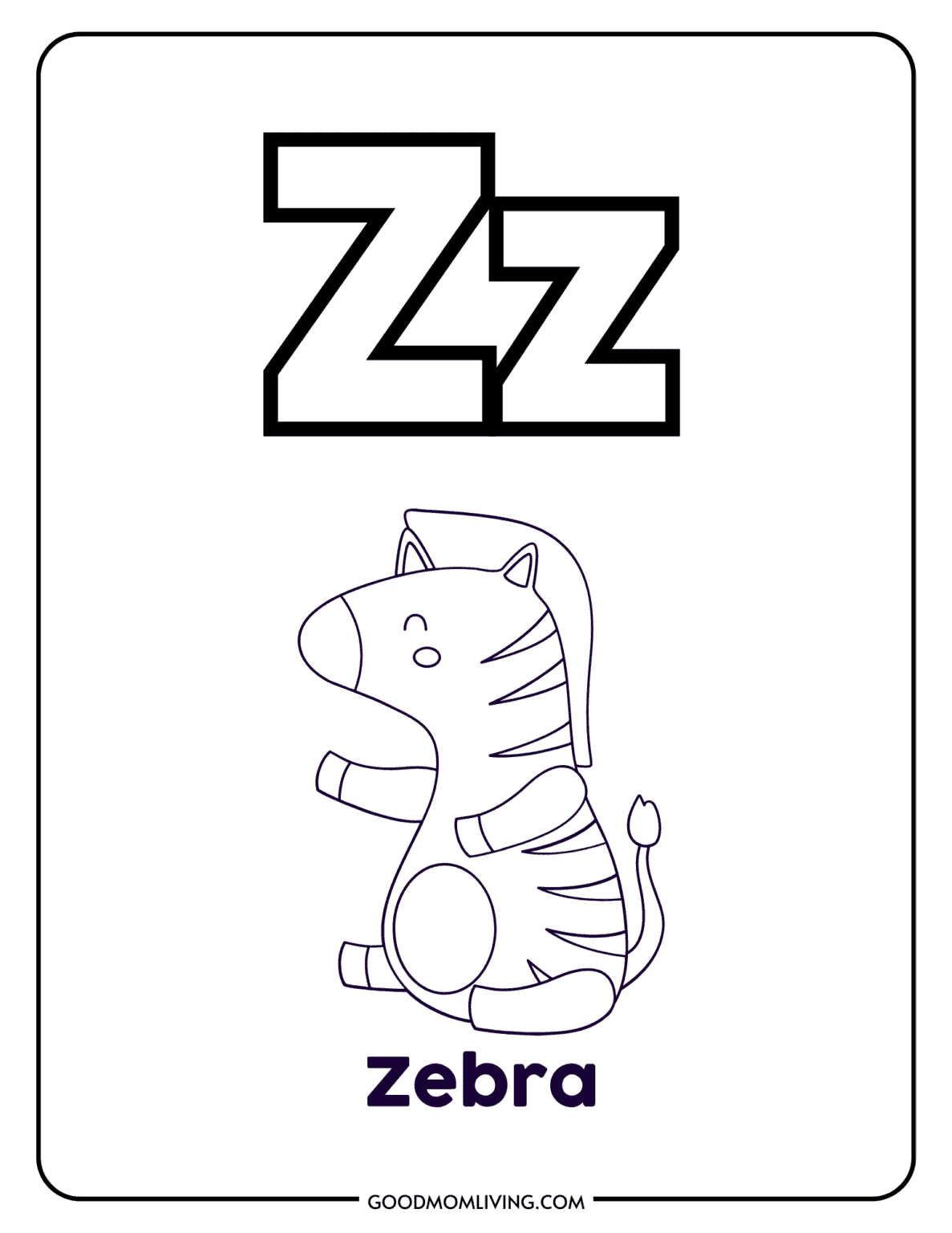Letter Z Coloring Page: Free Alphabet Printables - Good Mom Living