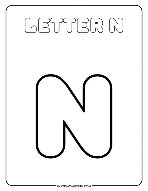 Letter N Coloring Page: Free Alphabet Printable Pages - Good Mom Living