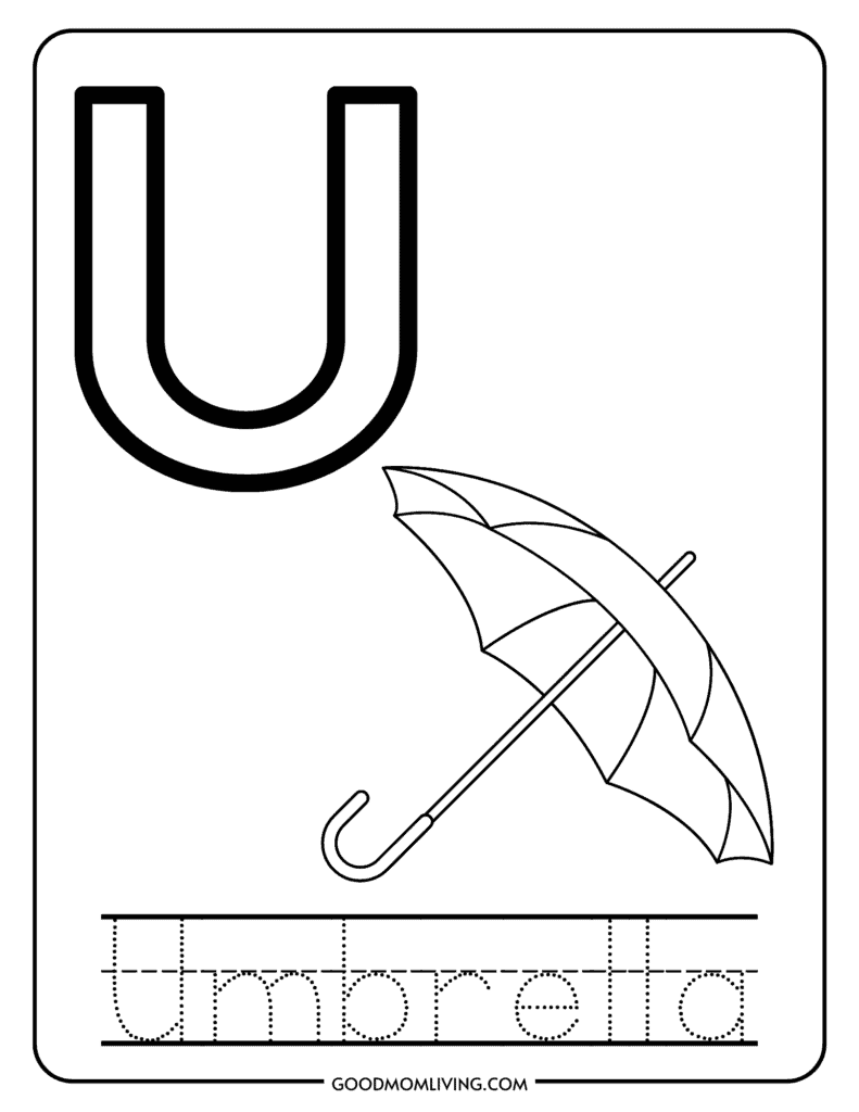 preschool coloring letter u worksheets