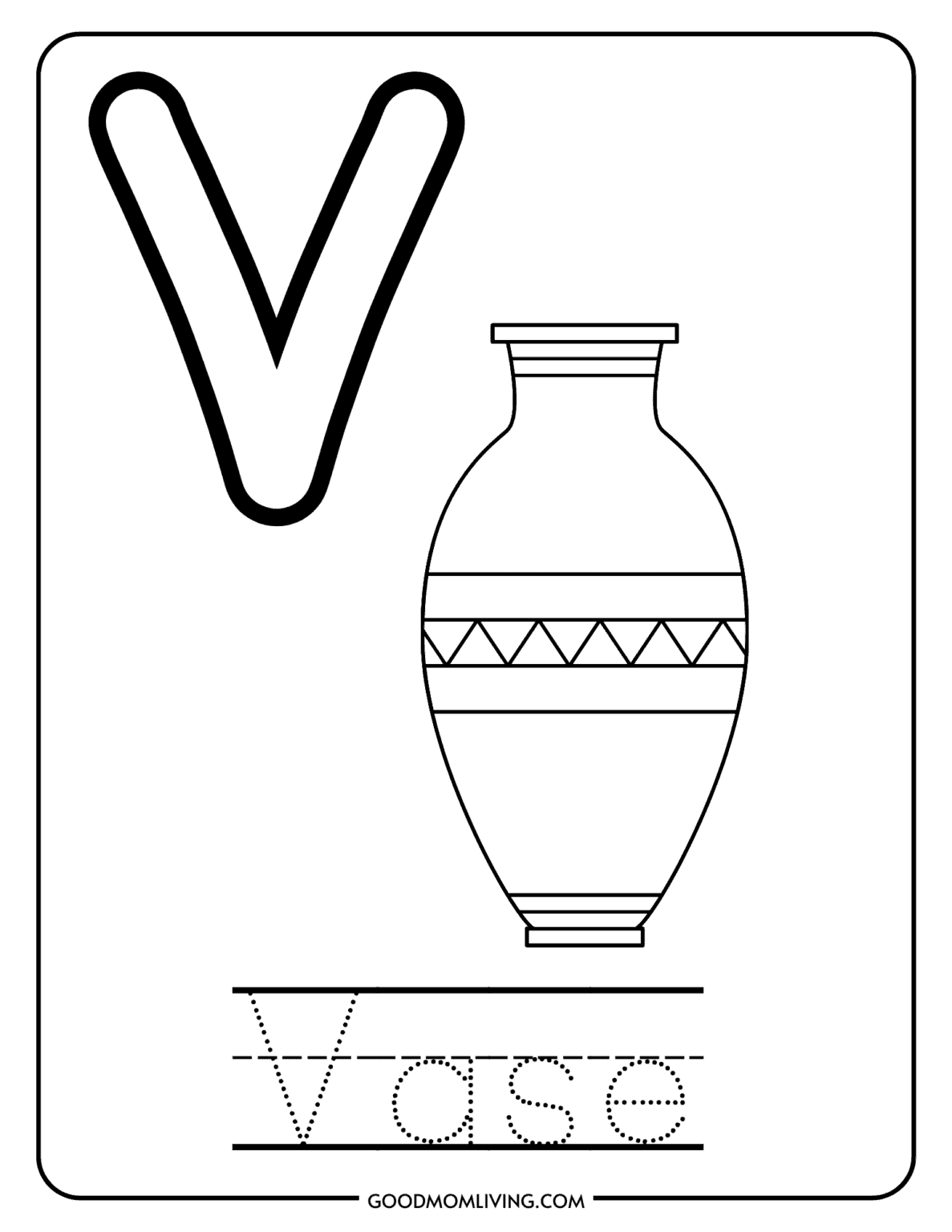Letter V Coloring Pages: Free Alphabet Printable - Good Mom Living