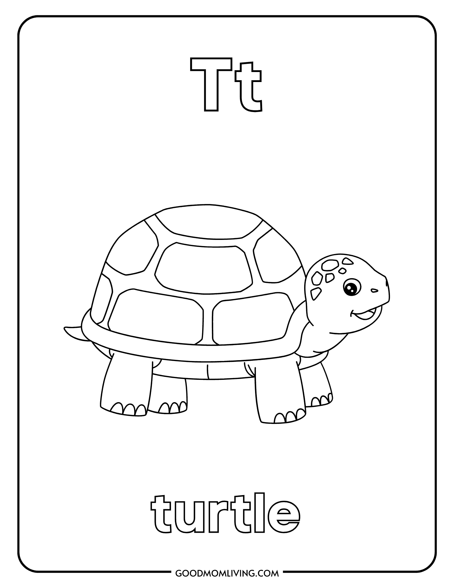 Letter T Coloring Page: Free Alphabet Printable - Good Mom Living