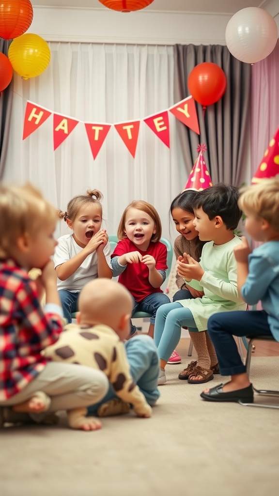 Children playing Animal Charades at a party.