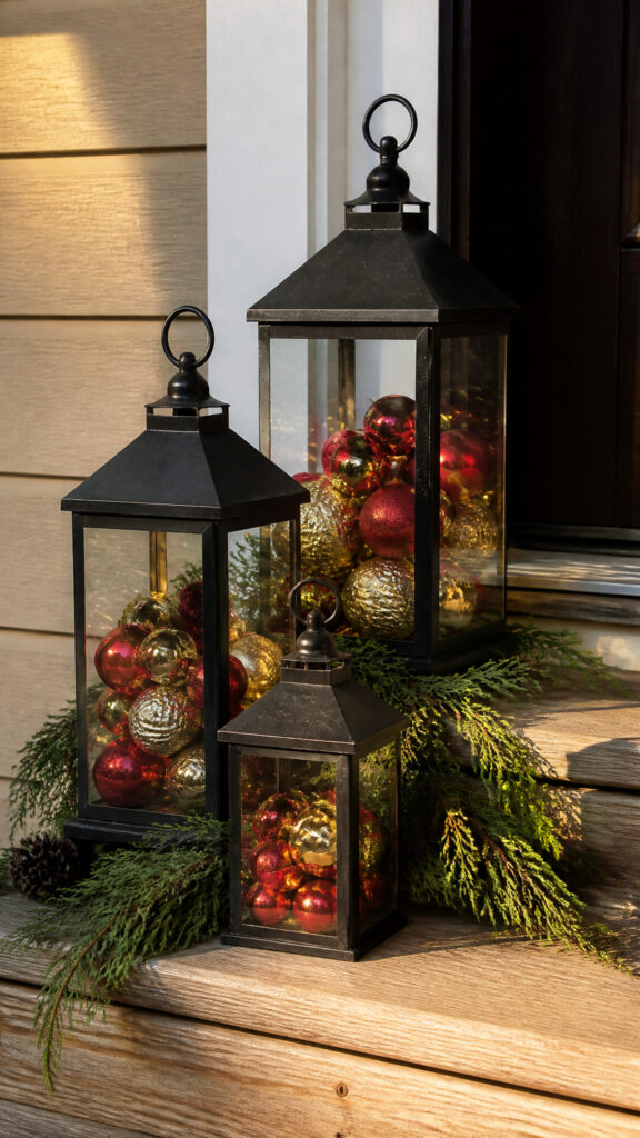 Add Lanterns Filled with Christmas Ornaments