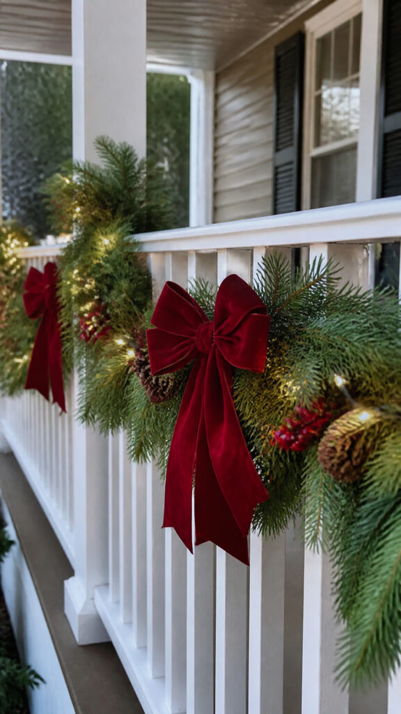 Create a Festive Garland Display Along the Railing