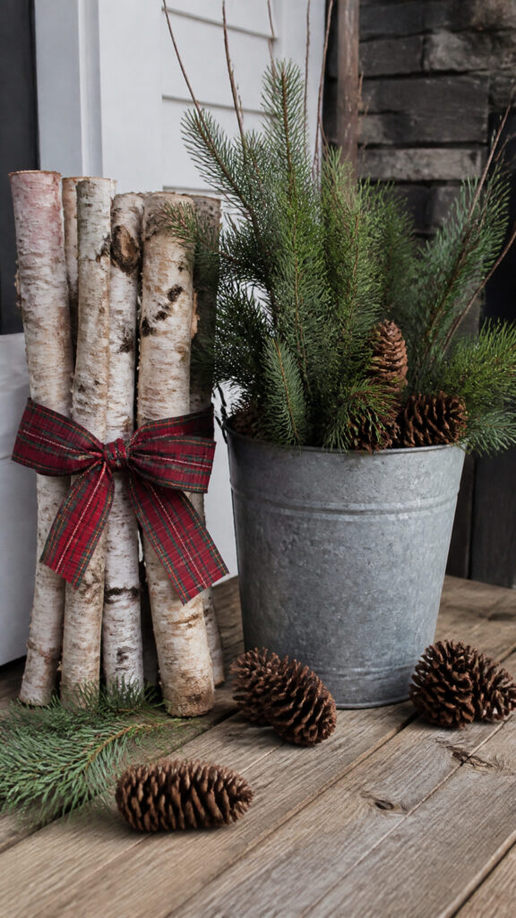 Incorporate Natural Elements Like Pinecones and Birch Logs