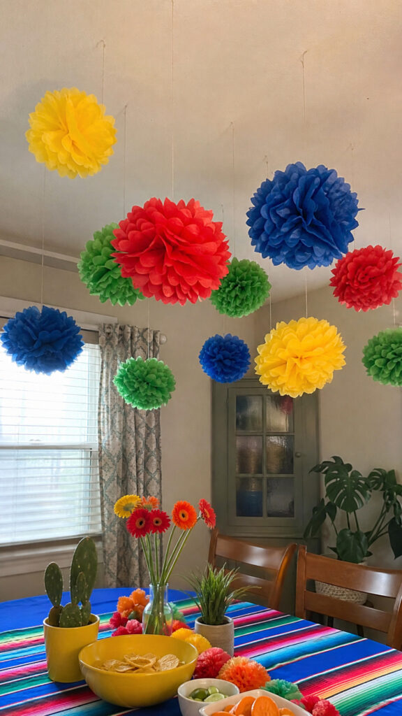 Tissue Paper Pom-Poms in School Colors