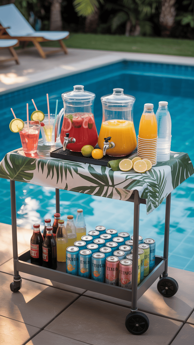 Backyard Pool Party Bar Setup