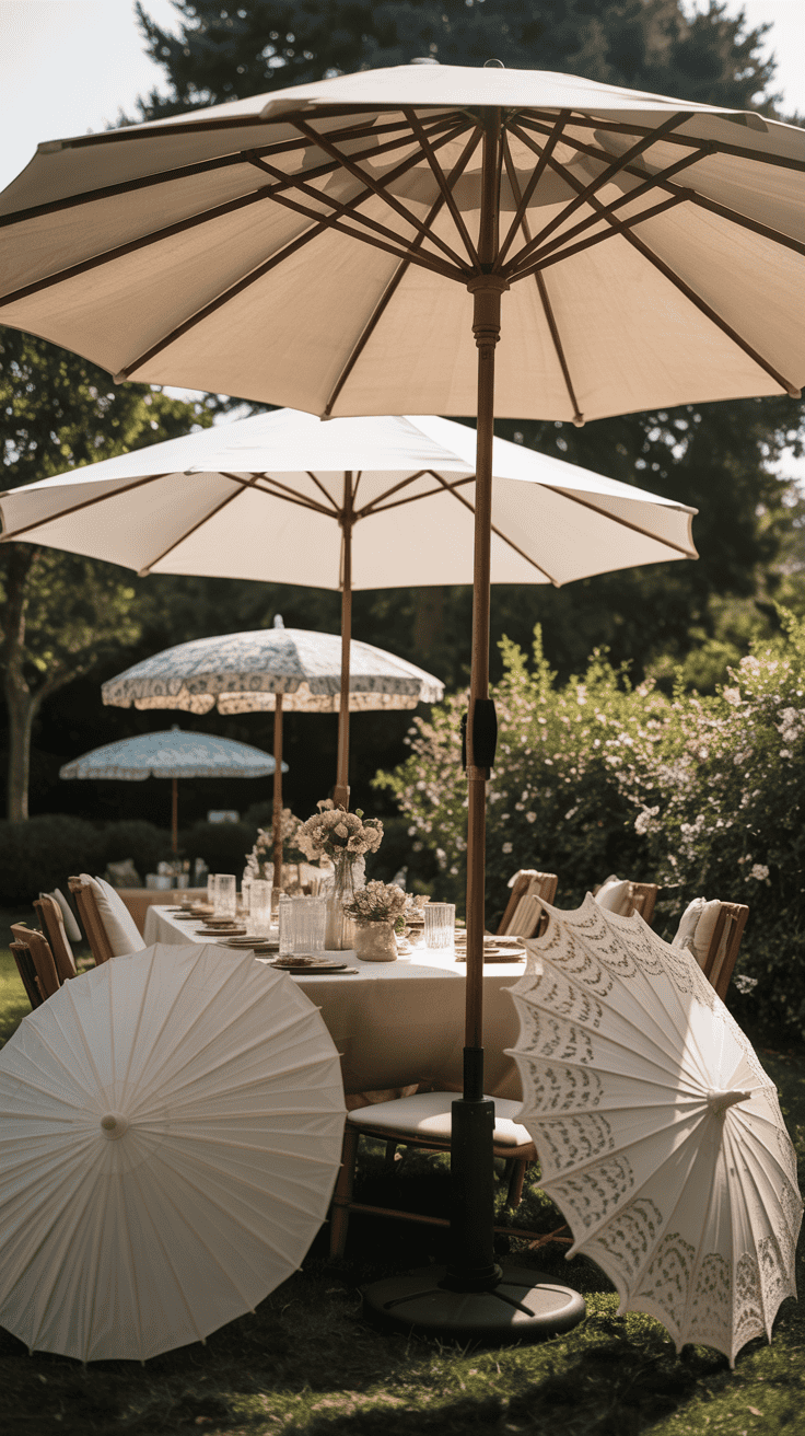 Backyard Tea Party Shade and Umbrella Options