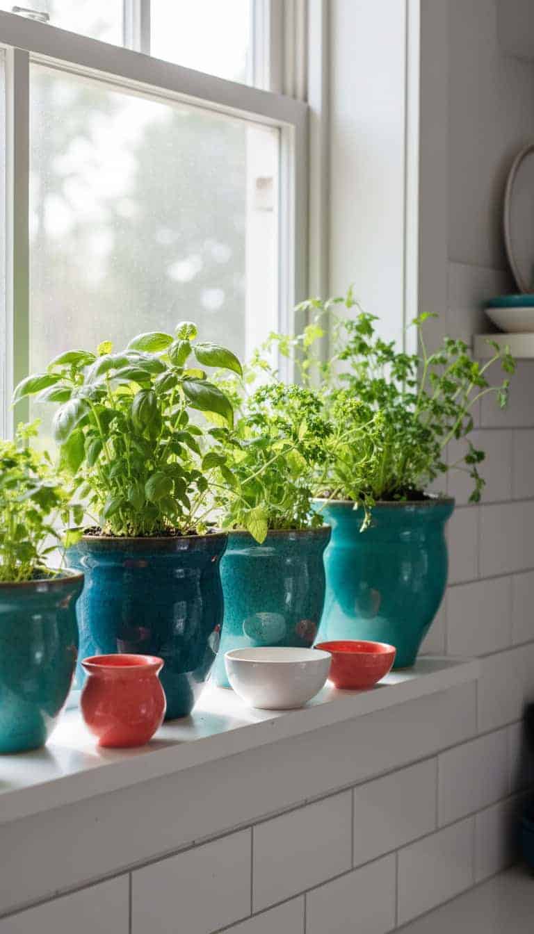 Blue-Green Ceramic Pots