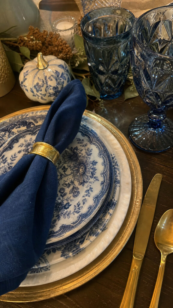 Dinnerware and Glassware in Shades of Blue