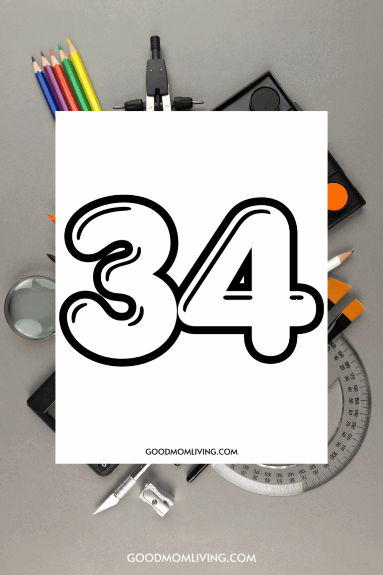 Bubble Number 34 Printable That Kids Can Color - Good Mom Living