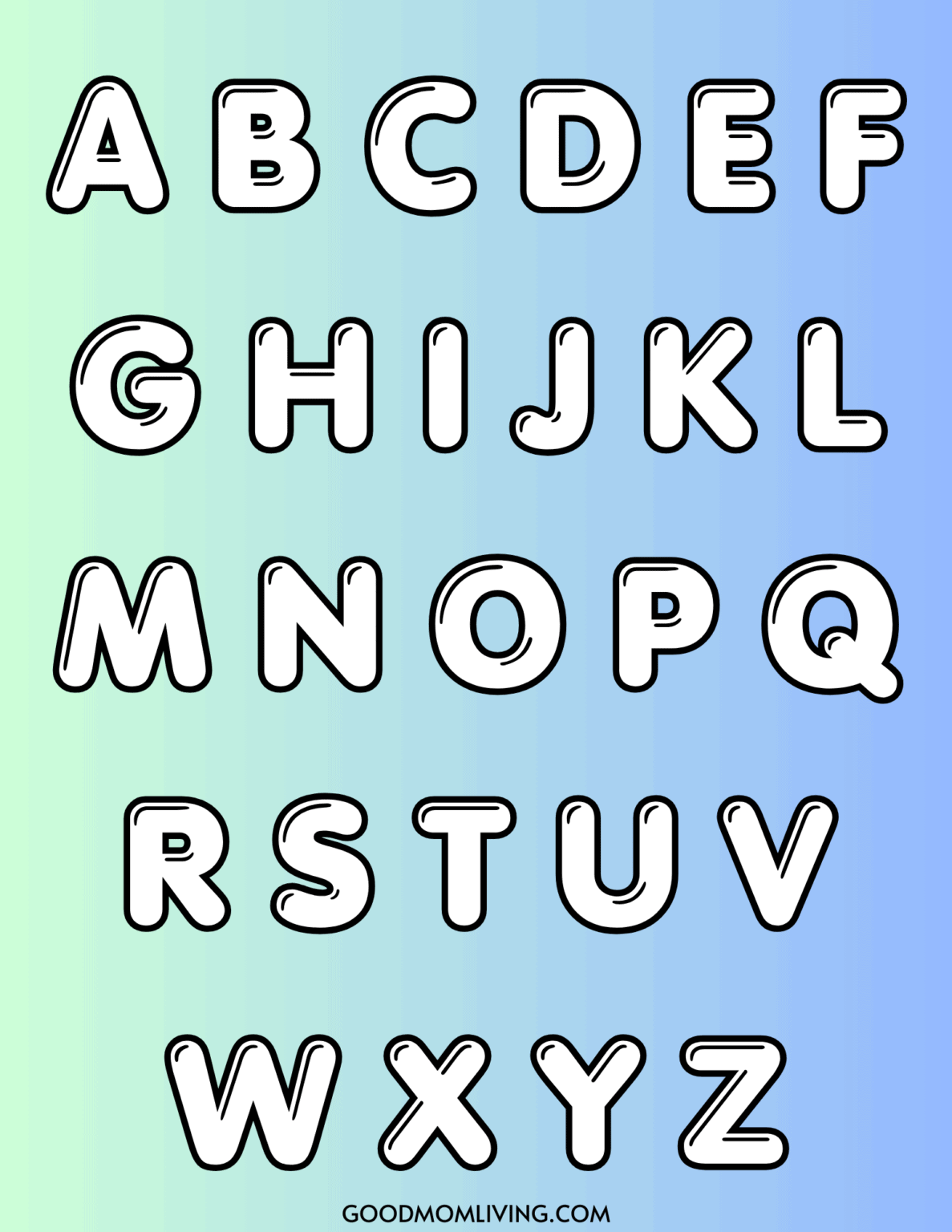 Free Bubble Letter B to Print and Color - Good Mom Living