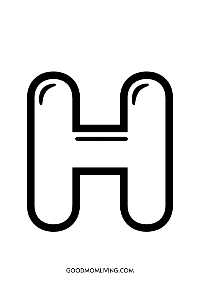 Illustration of the letter 'H' designed as a bubble letter with cartoonish eye details at the top curves.