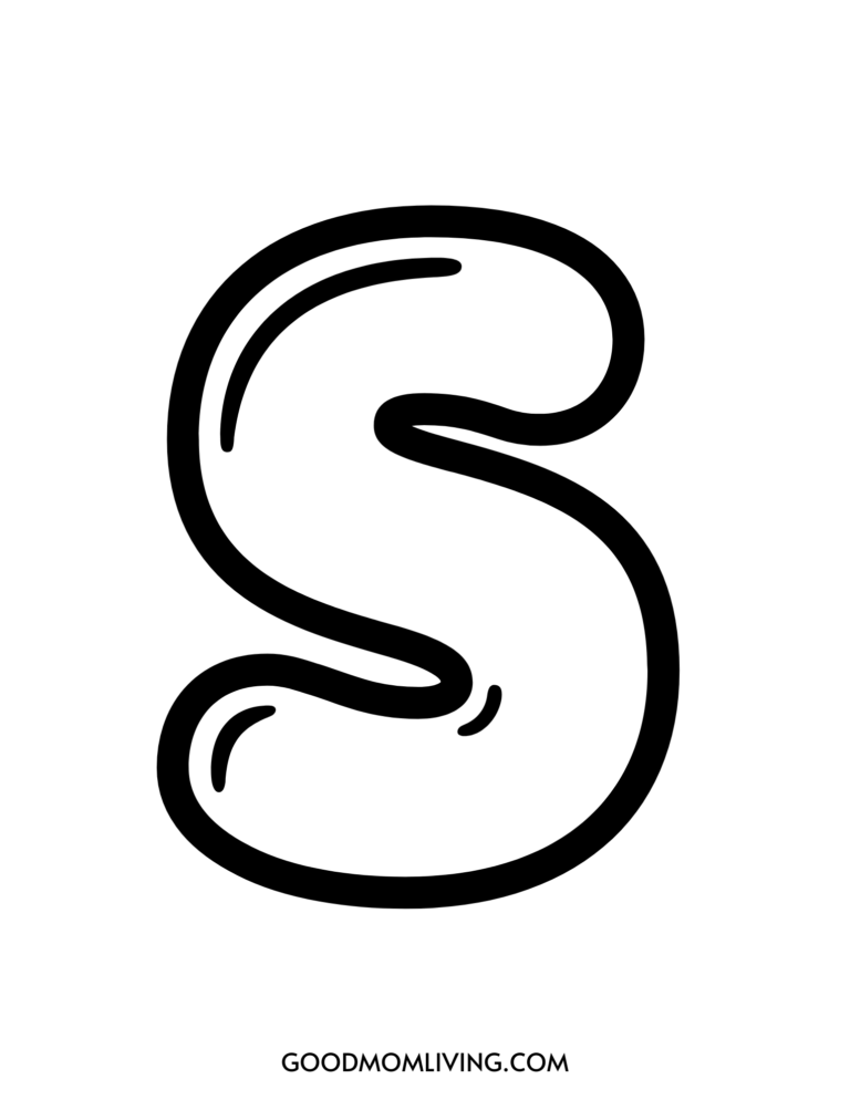 Stylized letter 'S' with bold, fluid lines against a white background, showing the word 'GOODMOMLIVING.COM' at the bottom center.