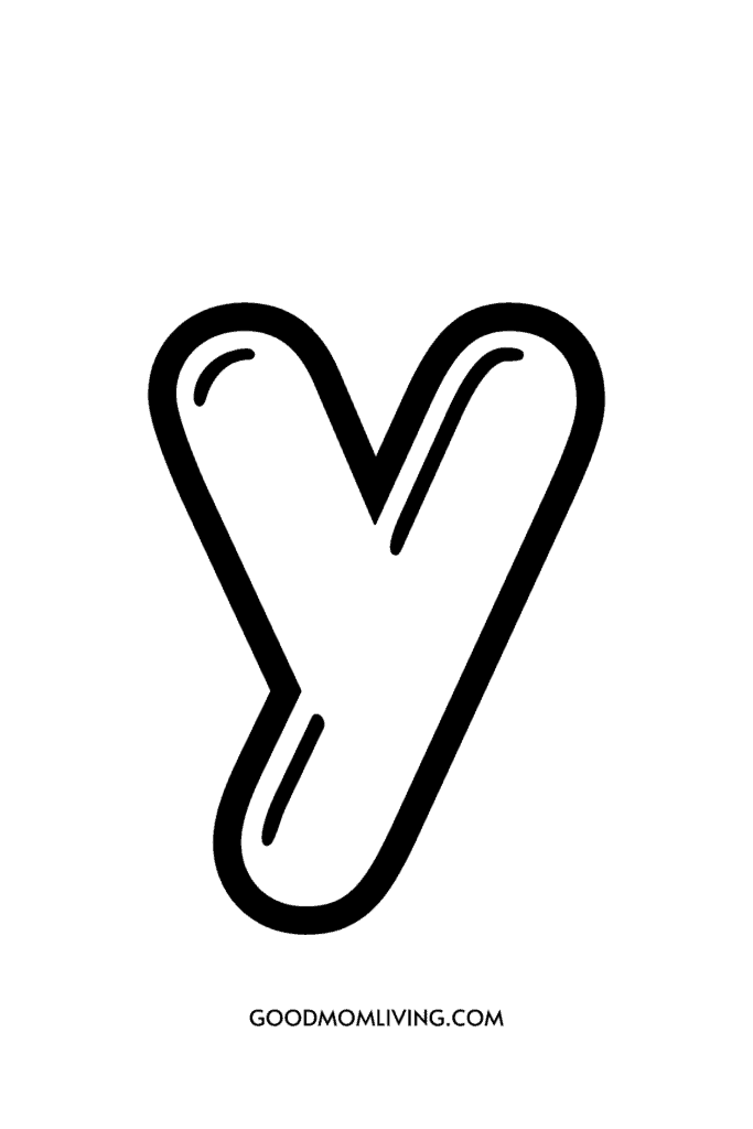 A bold, outlined letter 'Y' with stylized curves and rounded ends, on a white background.