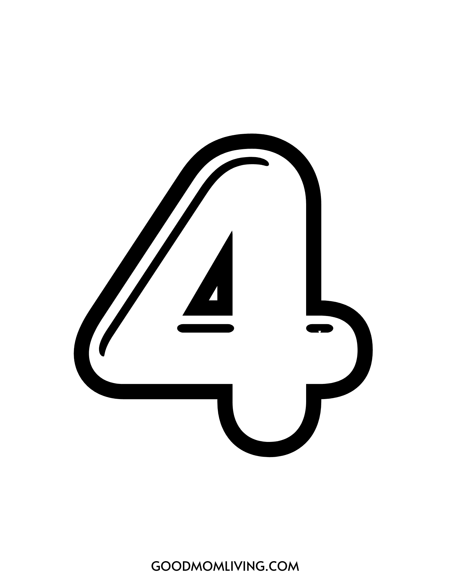 Printable Bubble Number 4 for Preschool Use - Good Mom Living