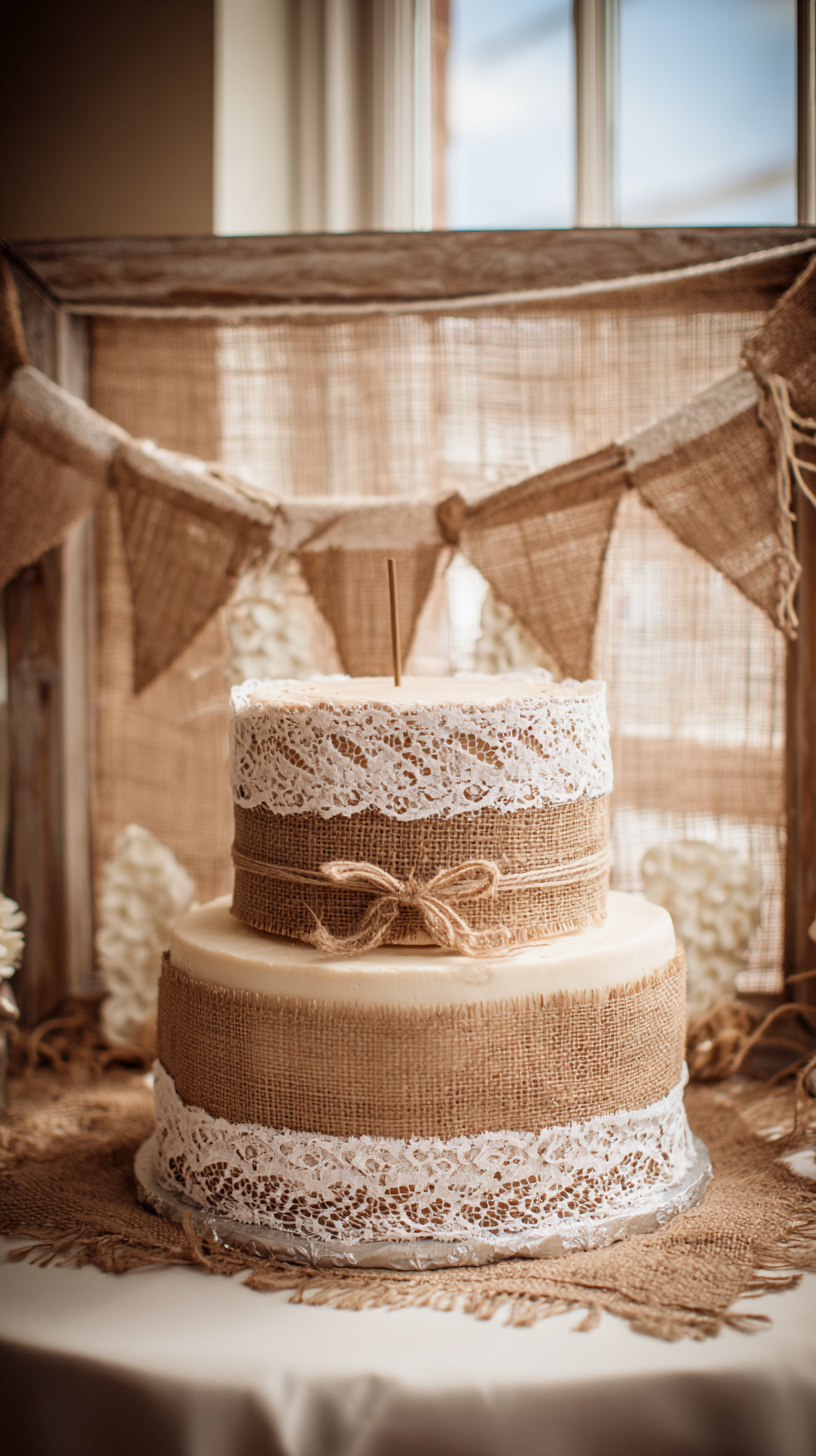 Burlap Ribbon Cake Table - Image 2