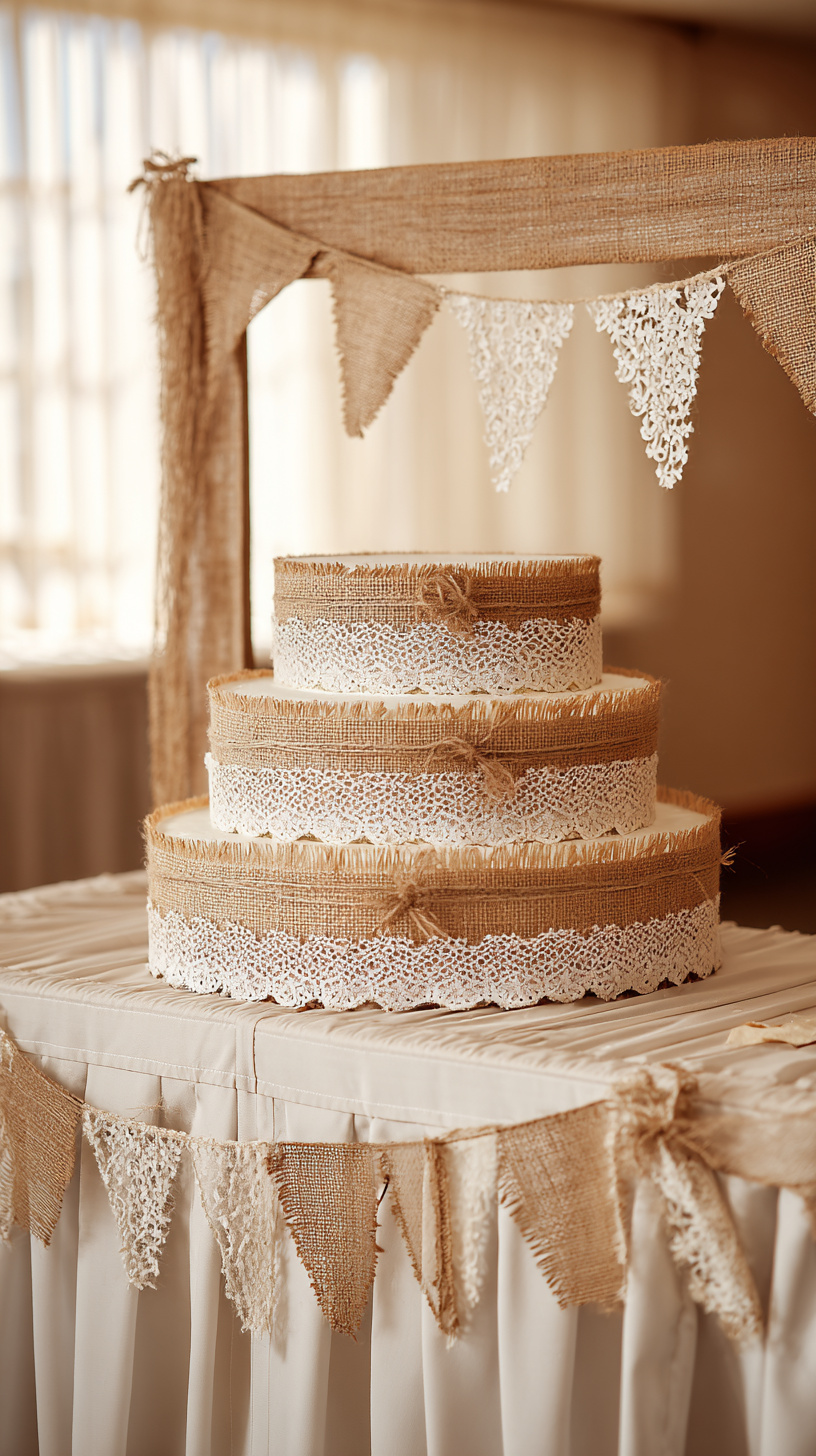 Burlap Ribbon Cake Table - Image 3