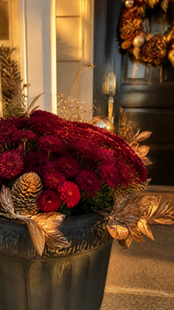 Burgundy and Gold Autumn-to-Christmas Transition