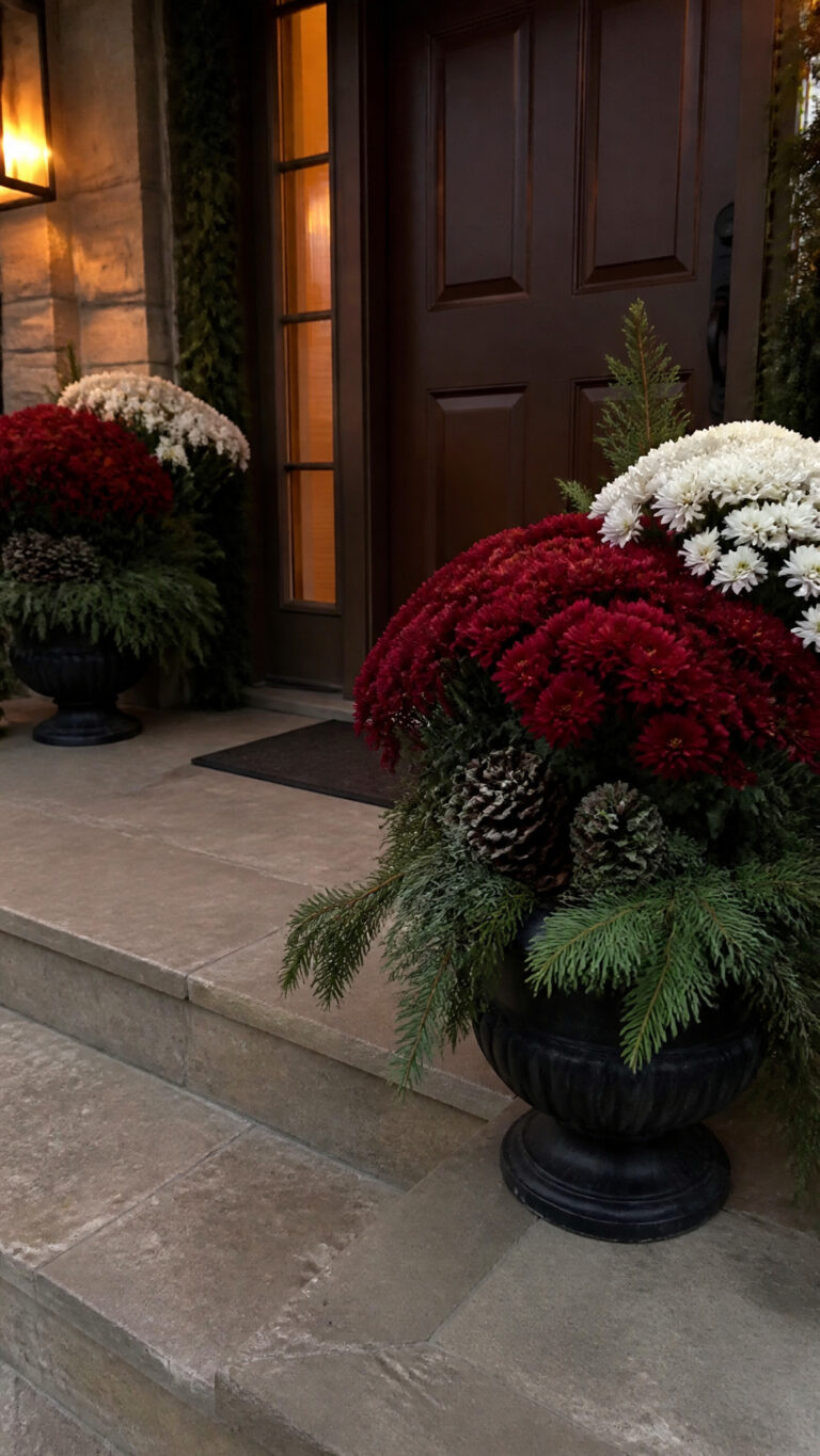 Classic Red and White Mum Combination
