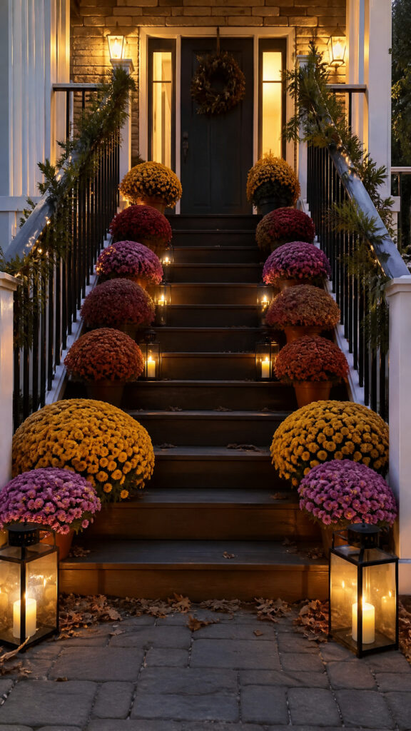 Tiered Arrangement on Porch Steps