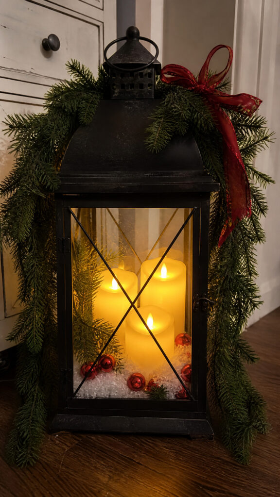 Vintage Lantern with Holiday Decor